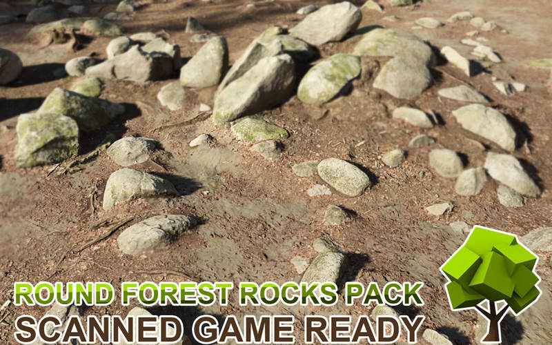 圆形森林岩石包3D模型 Round Forest Rocks Pack Low-poly 3D model_