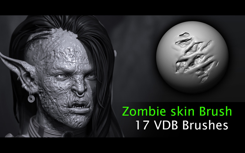 ZBrush僵尸皮肤笔刷 Zombie skin VD Brushes_