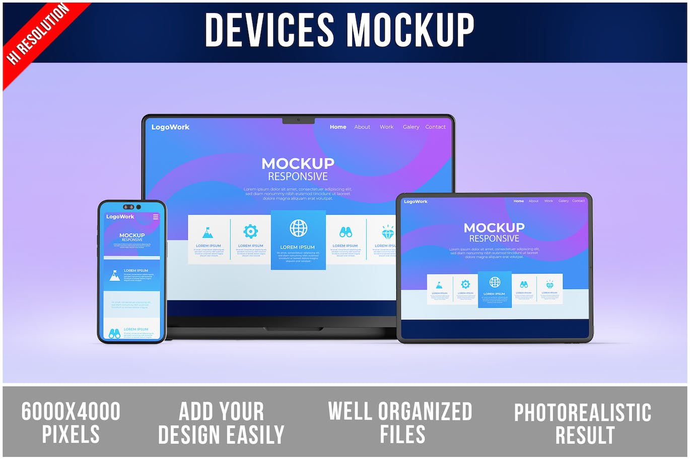 苹果设备响应式屏幕样机  Devices Mockup