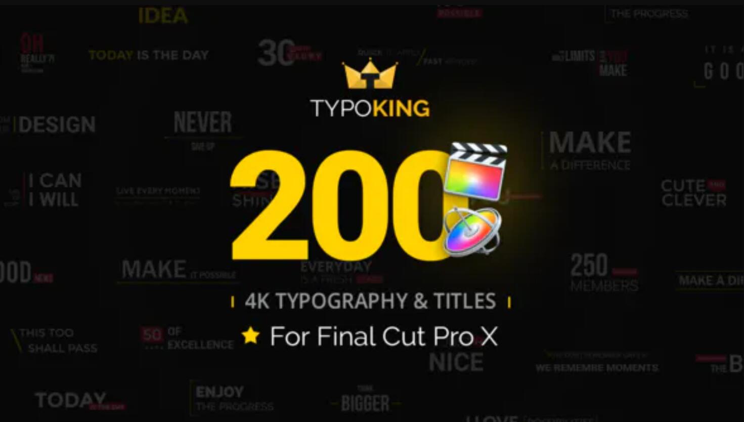 FCPX插件：200个简洁迷你商务文字标题排版字幕弹跳动画 TypoKing - Animated Titles for Final Cut Pro X（10457） -