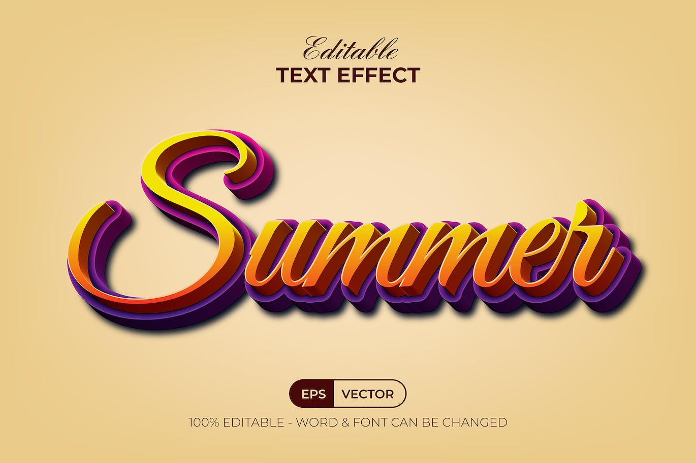 夏季风格3D文字效果 Summer 3D Text Effect