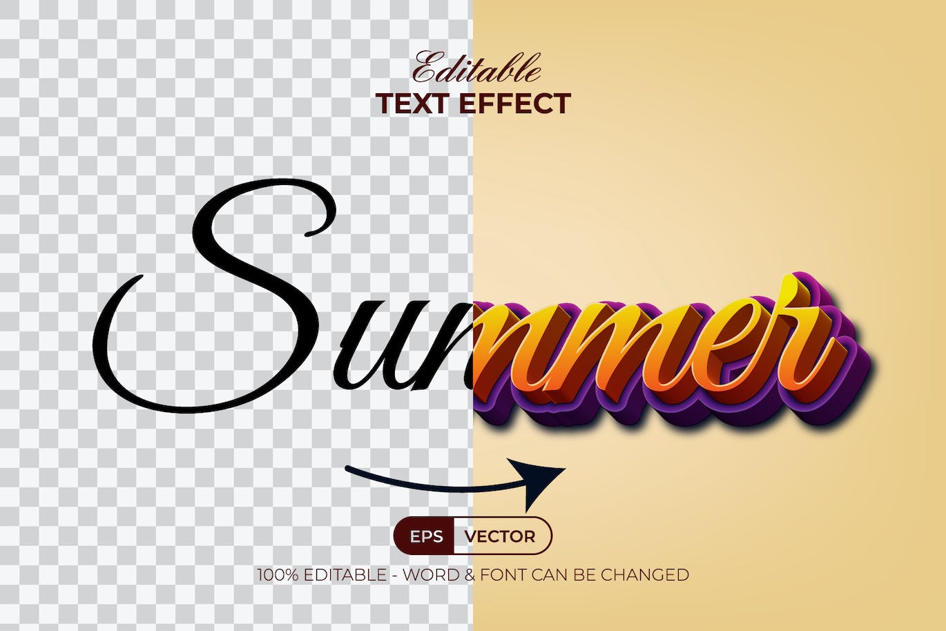 夏季风格3D文字效果 Summer 3D Text Effect