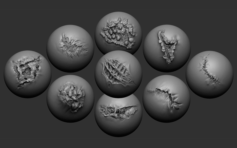 僵尸VDM笔刷破烂的肉ZBrush笔刷 Zombie VDM Brush Ragged meat A Texture_