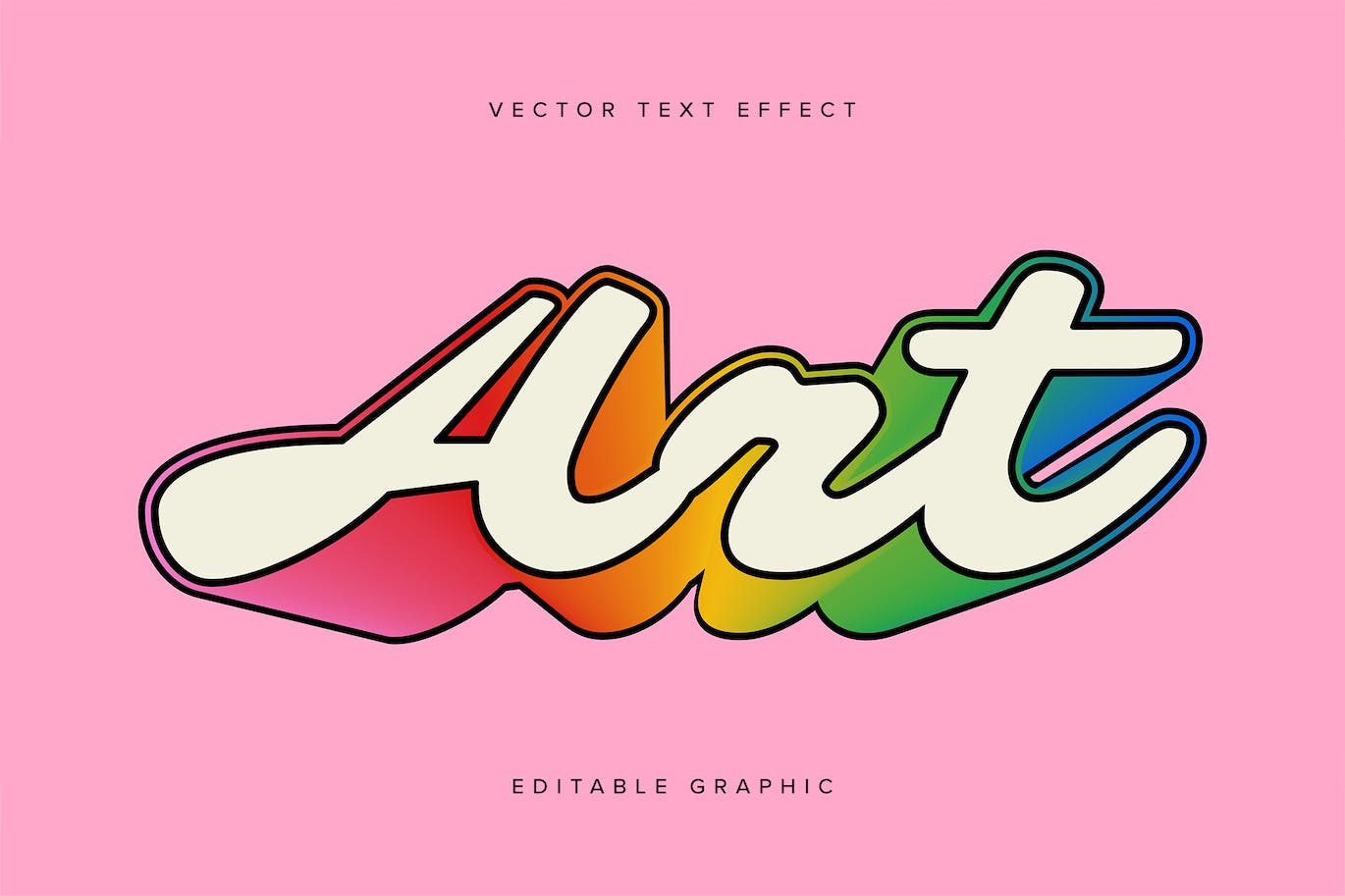 彩色3D矢量文本效果 Colourful 3d Vector Text Effect Mockup