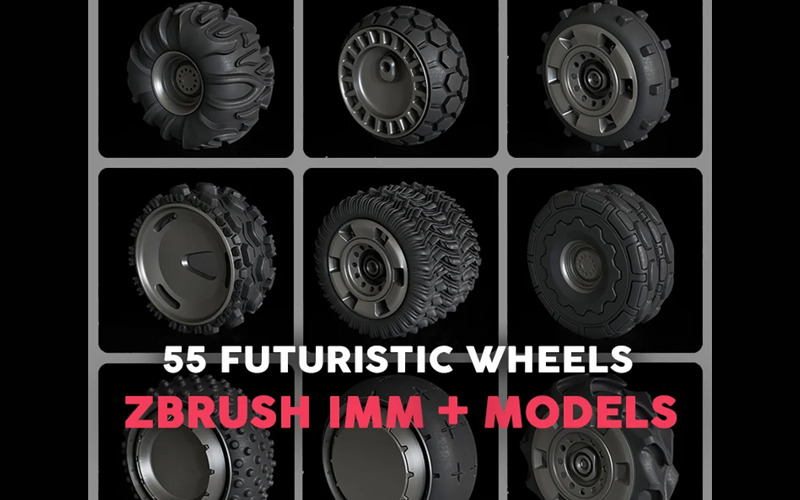 Zbrush车轮笔刷+3D模型 Zbrush Wheels Pack Vol.1 + 3d models_