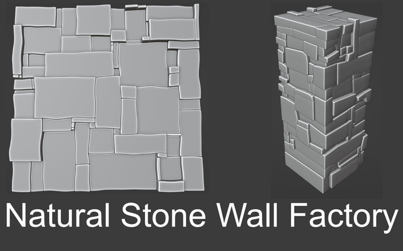 Blender插件 Natural Stone Wall Factory V1.1 石材地板墙面柱子生成器_