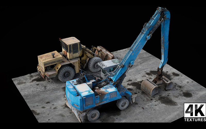 建筑工地机械车辆3D扫描模型 construction site machinery vehicles photogrammetry_