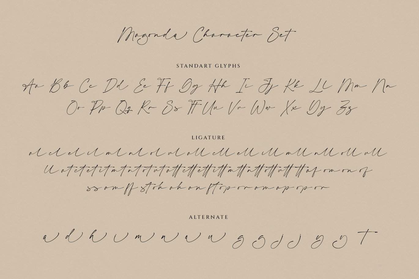 英文字体：复古自然流畅优雅婚礼浪漫请柬排版标题手写字体 Magonda Casual Script Font（10494） -