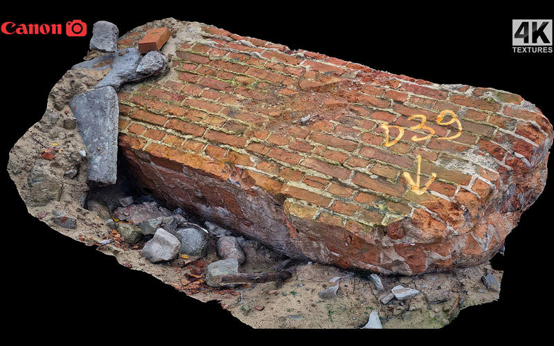 损坏的墙体砖块3D扫描模型 damaged wall bricks part debris photogrammetry_