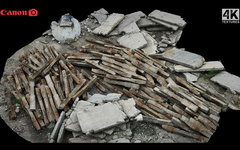 碎石堆建筑物大型包装3D扫描模型 debris pile constructions large pack photogrammetry_