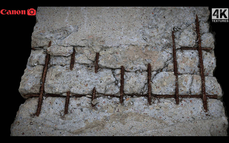 毁坏的墙壁混凝土碎片金属棒3D扫描模型 destroyed wall concrete debris metal rods photogrammetry_