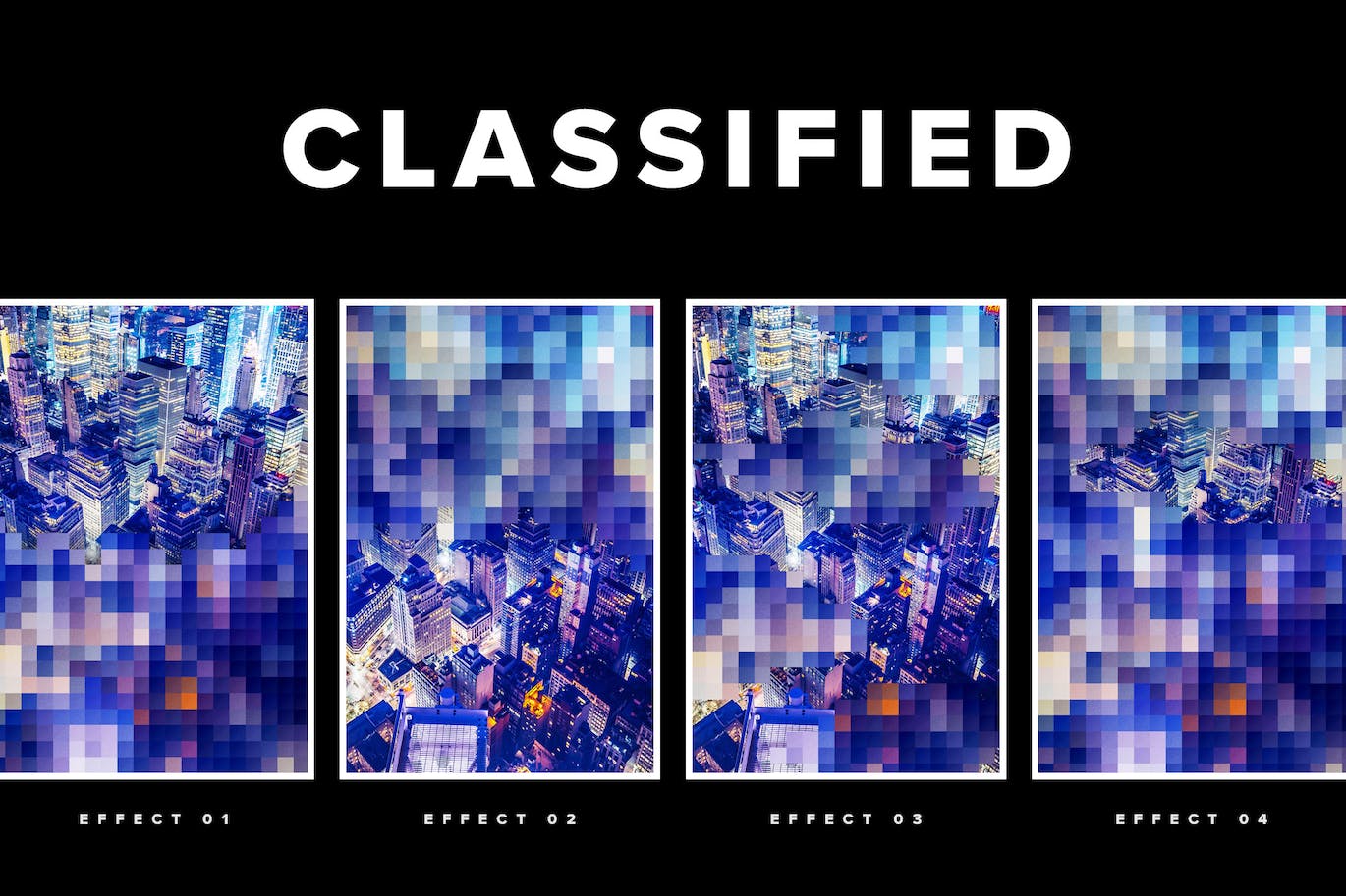 马赛克像素化PSD照片效果 Classified Pixelated Photo Effects