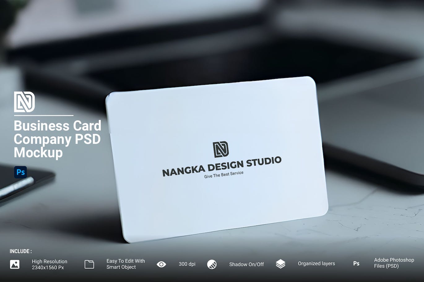 圆角企业名片样机模板 Business Card Company Mockup