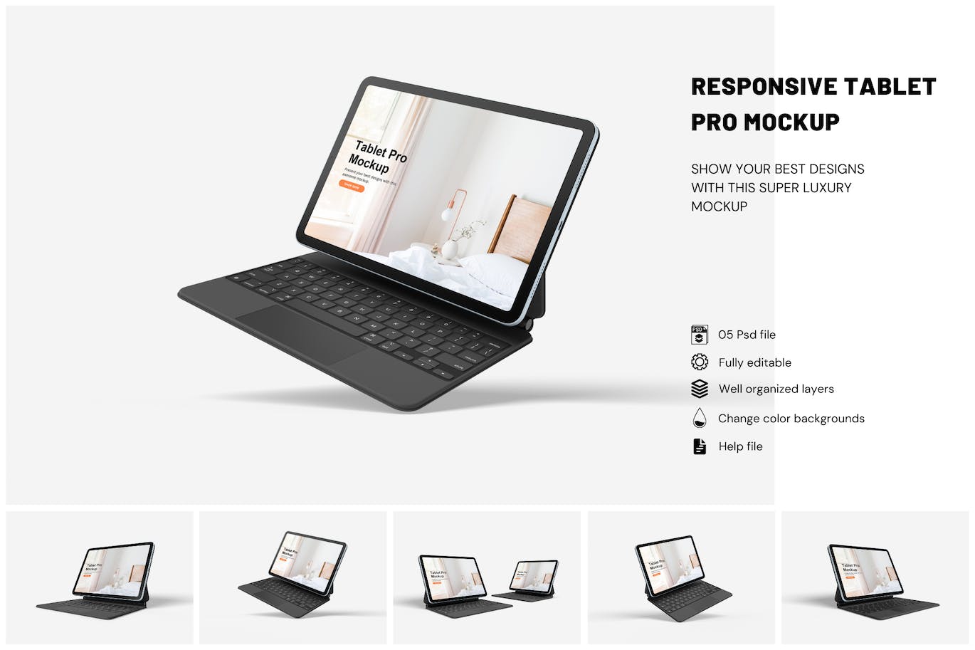 iPadPro平板电脑屏幕UI样机 Responsive Tablet Pro Mockup