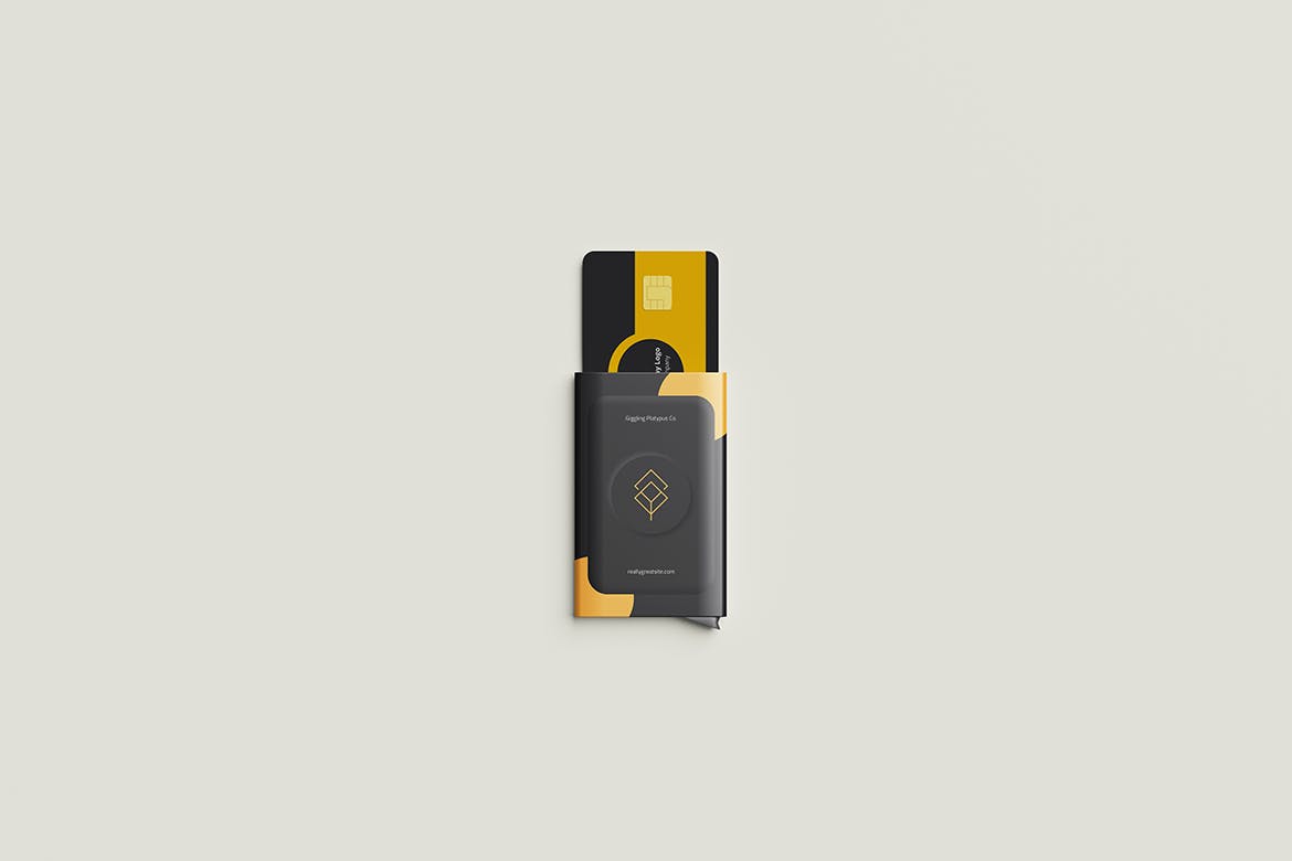 信用卡卡夹设计样机模板 Credit Card in Card Holder Mockup