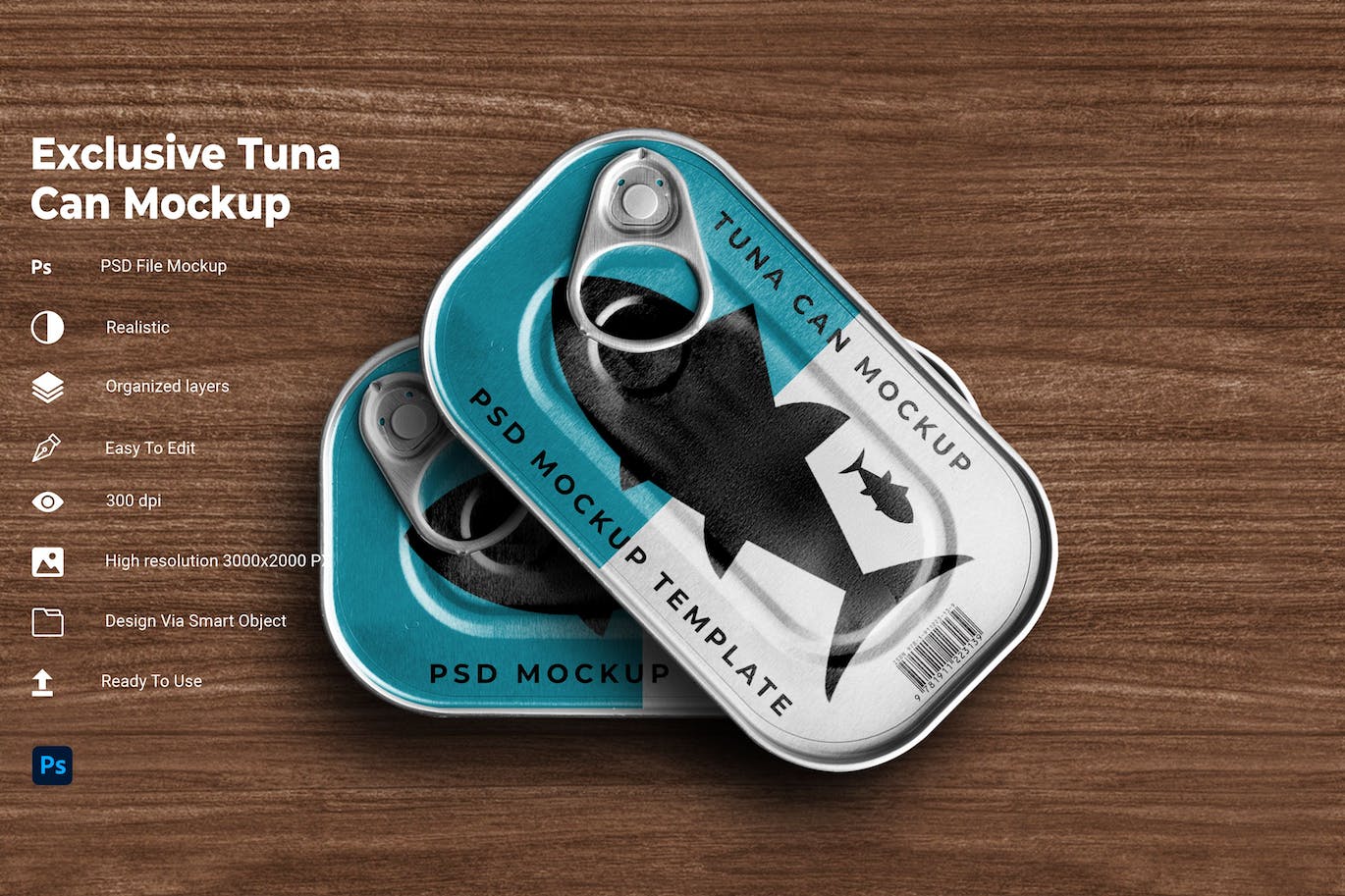 金枪鱼罐头包装设计样机 Tuna Can Mockup