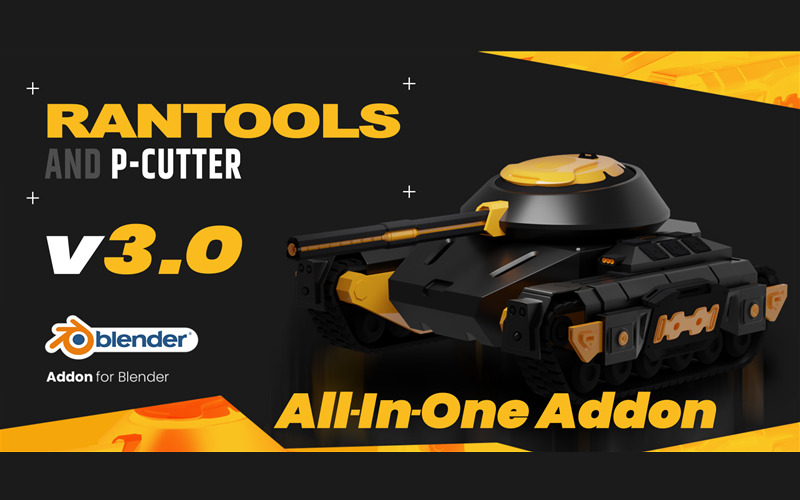 【Blender插件】Rantools P-Cutter V3.3.2 多合一工具建模布线渲染灯光烘焙_