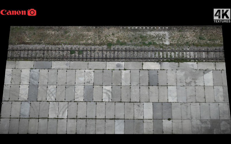 工业地面铁路混凝土板3D扫描模型 industrial ground railway concrete slabs photogrammetry_