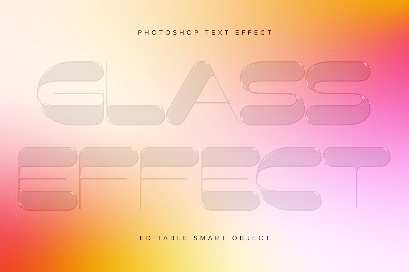 透明玻璃纹理PSD文本效果 Transparent Glass Texture PSD Text Effect