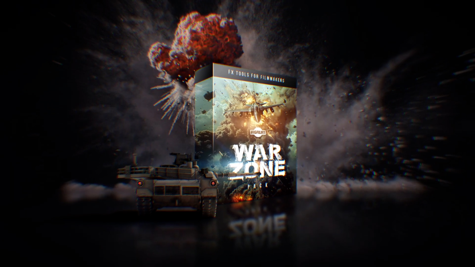 Bigfilms – WARZONE Pack 538组飞机坦克战斗机直升机导弹火焰爆炸战争特效合成4K视频素材+透明背景通道（10528） -