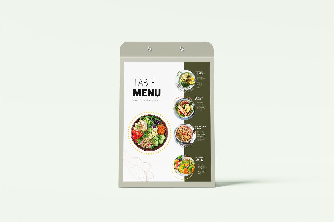 餐厅菜单桌卡设计样机模板 Table Menu Mockups