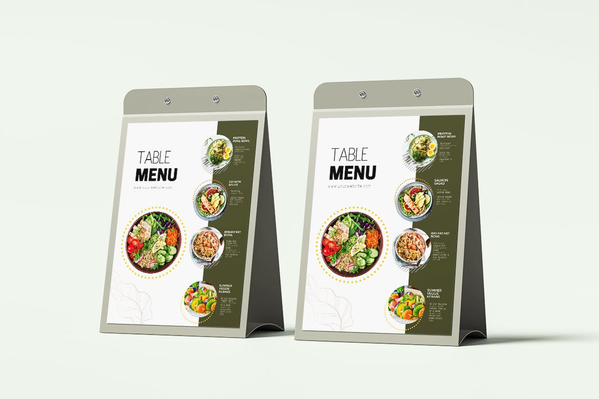 餐厅菜单桌卡设计样机模板 Table Menu Mockups