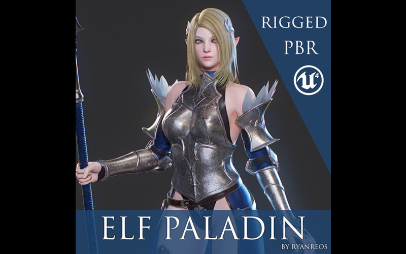 精灵圣骑士游戏角色3D模型 Elf Paladin – Game Ready_