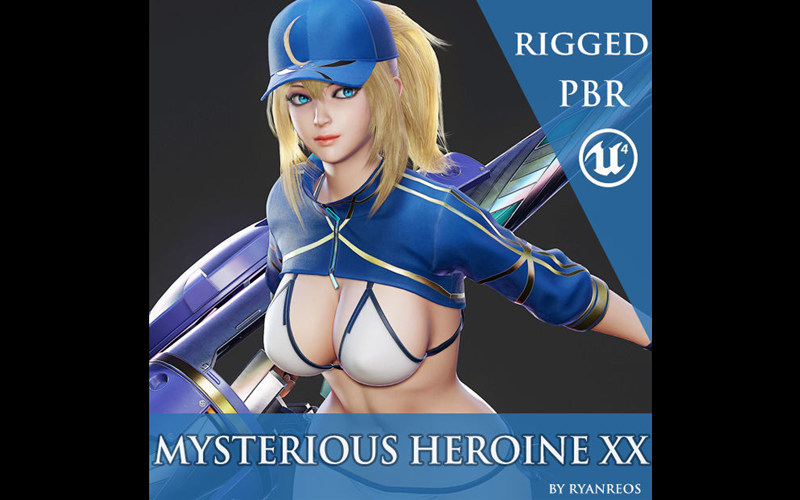 神秘女主角角色3D模型 Mysterious Heroine XX – Game Ready_