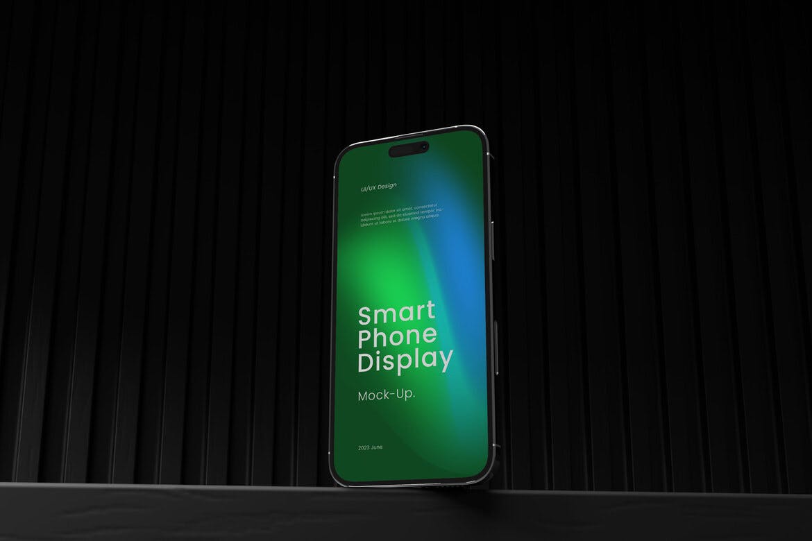 暗黑场景iPhone15手机样机 Smartphone Mockup