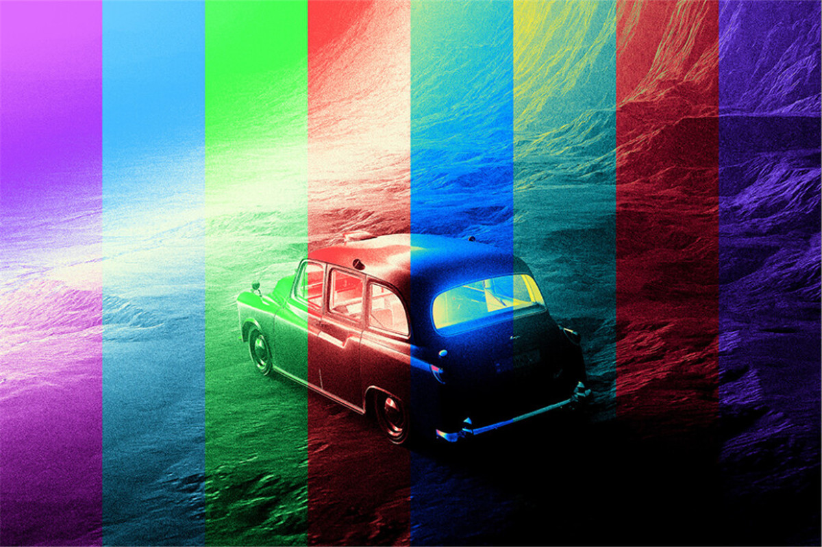 复古酸性艺术迷幻发光渐变文本标题logo特效PSD样机 Acid Colors Photo Effects（10583） -