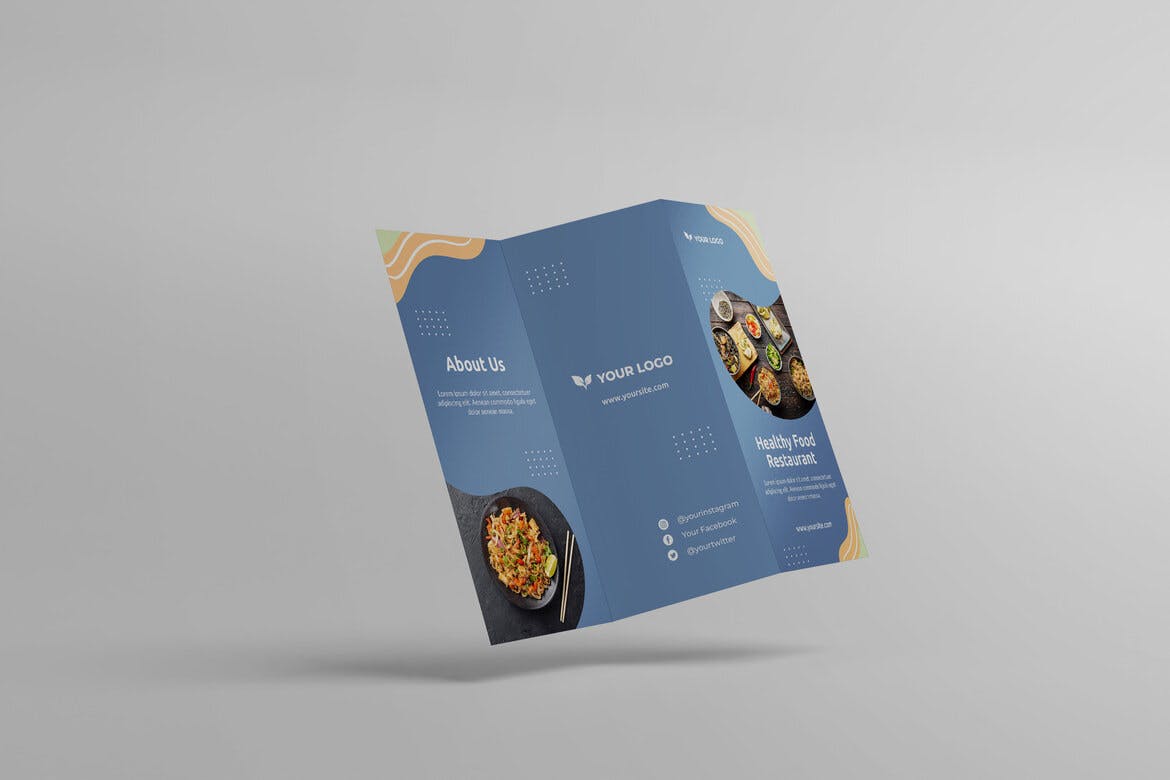 三折页宣传小册子设计样机模板 Trifold Brochure Mockup