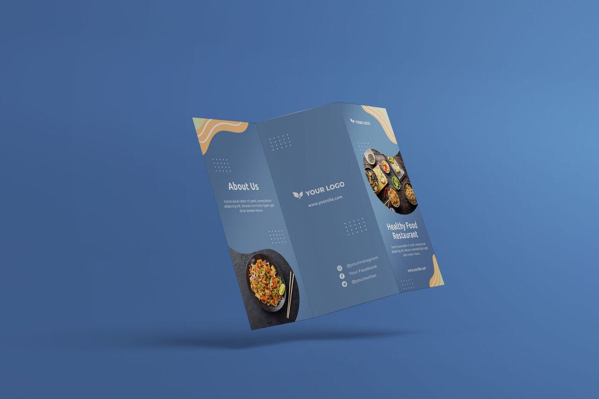 三折页宣传小册子设计样机模板 Trifold Brochure Mockup