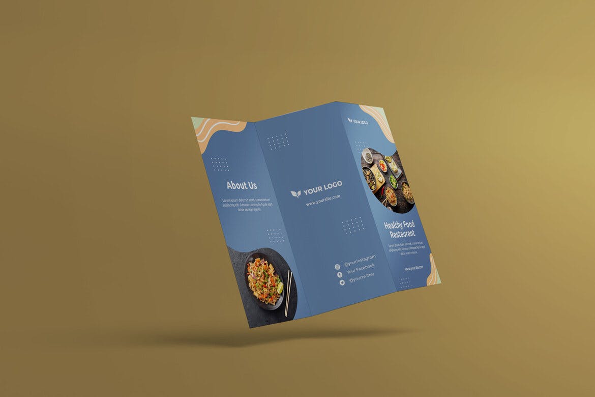 三折页宣传小册子设计样机模板 Trifold Brochure Mockup