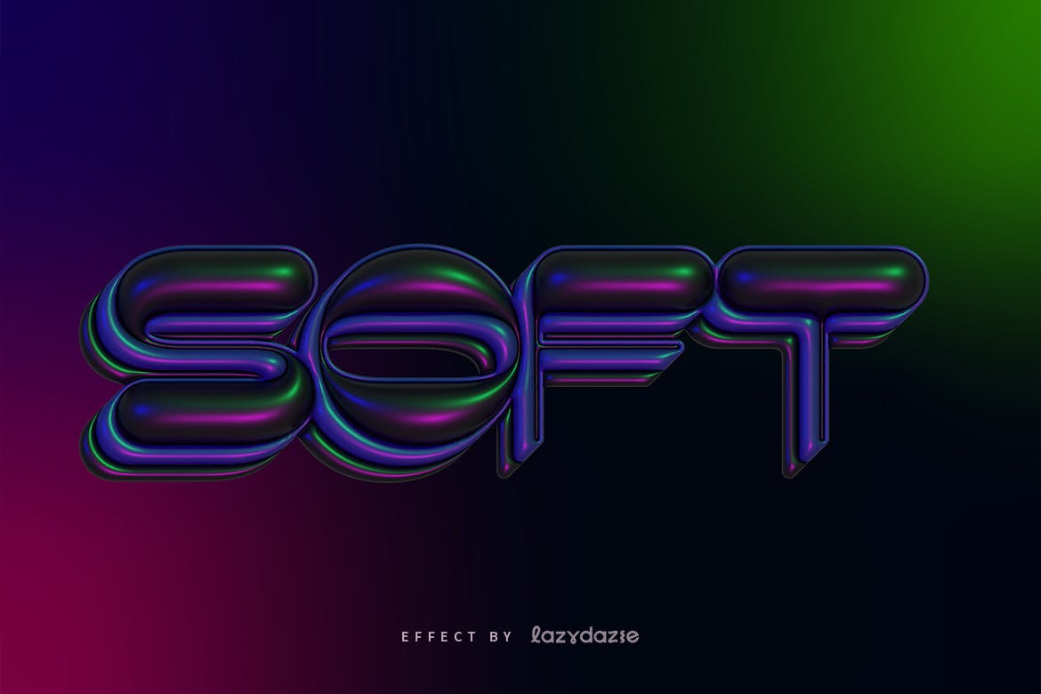 彩色膨胀3D矢量文本效果样机 Colourful Inflated 3d Vector Text Effect Mockup