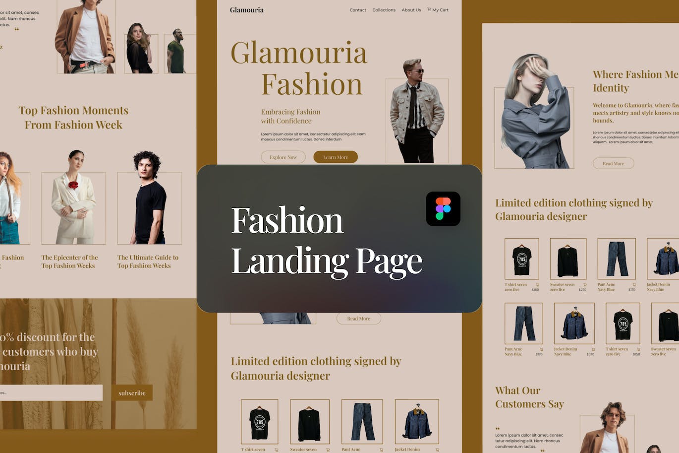 时尚网站着陆页设计模板 Glamouria &#8211; Fashion Landing Page Figma