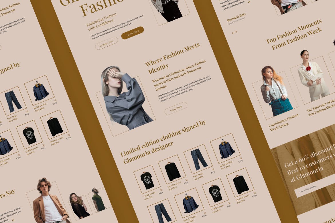 时尚网站着陆页设计模板 Glamouria &#8211; Fashion Landing Page Figma