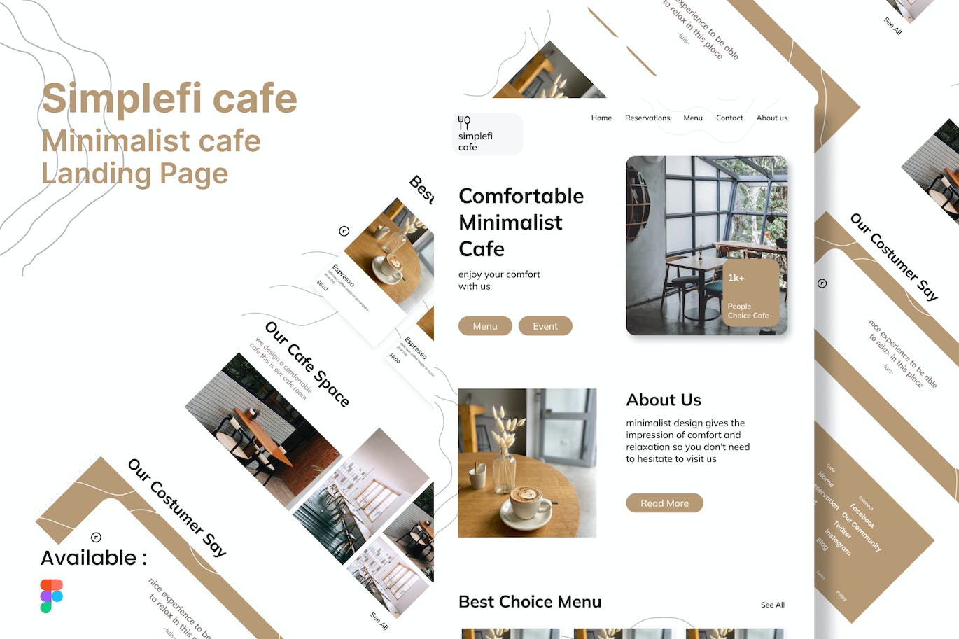 极简主义咖啡馆网站着陆页设计模板 Minimalist Cafe Landing Page