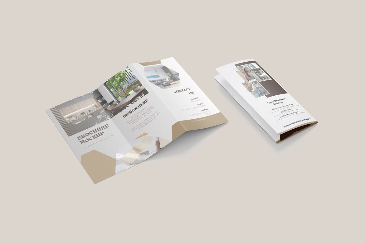 三折小册子设计样机 Trifold Brochure Mockup