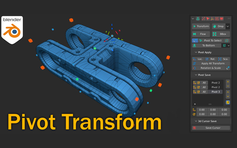 【Blender插件】Pivot Transform v3.4 轴心变换工具枢轴中点PT移动_