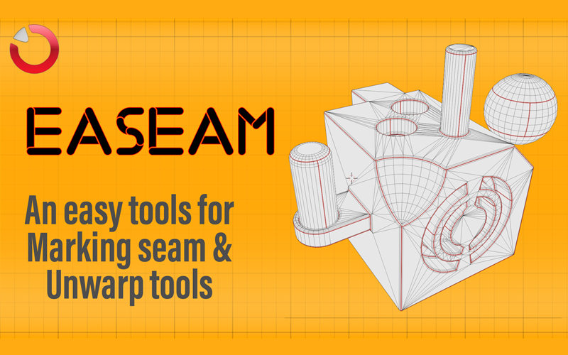 【Blender插件】Easeam 1.10 轻松标记UV接缝自动展UV工具缝合边_