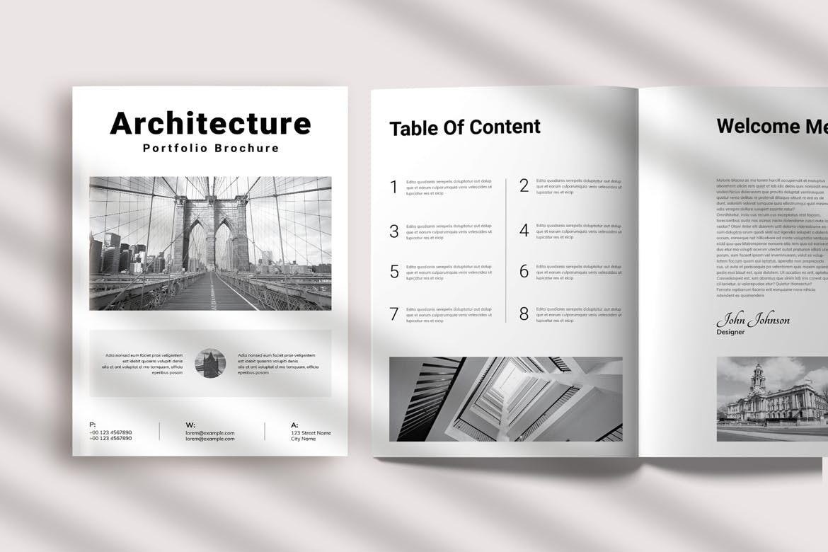 建筑作品集手册排版设计模板 Architecture Portfolio Brochure