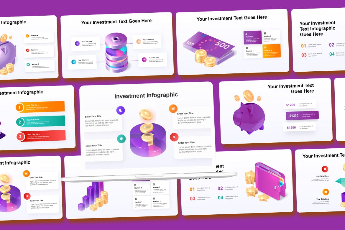 金融投资插画信息图表模板 Invest Infographic Asset Illustrator