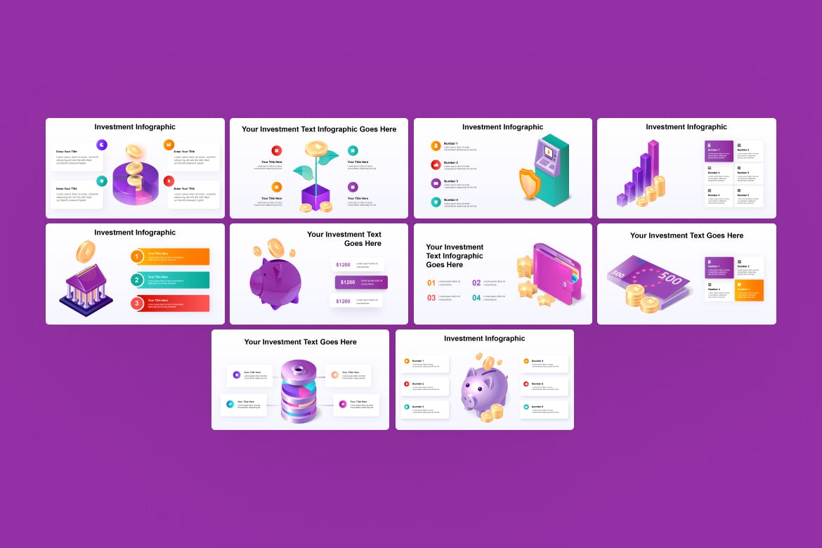 金融投资插画信息图表模板 Invest Infographic Asset Illustrator