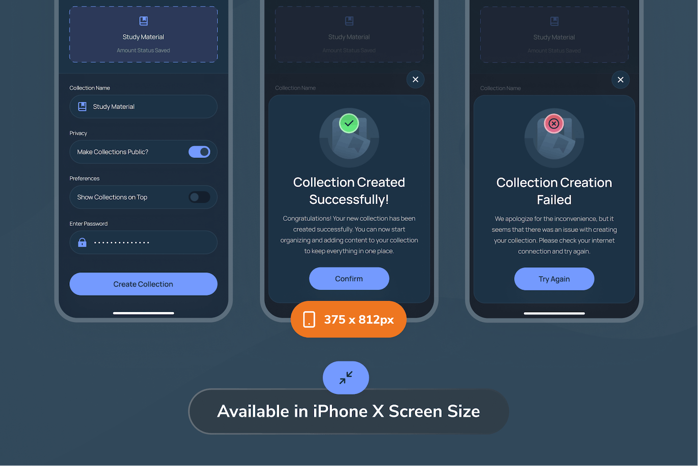 暗黑模式应用程序创建收藏页面设计UI模板 Trion &#8211; Create Collection Dark Mode App UI