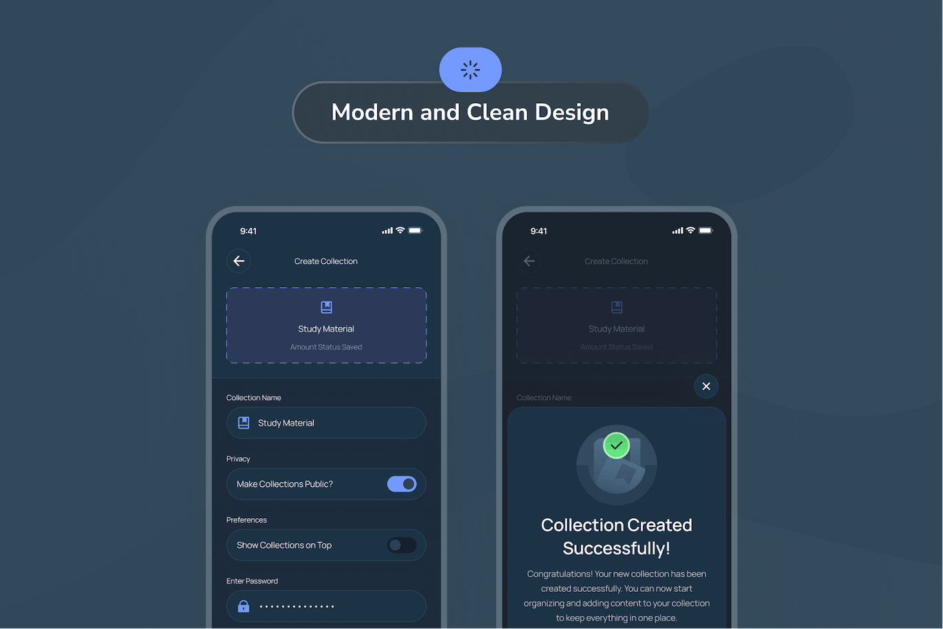 暗黑模式应用程序创建收藏页面设计UI模板 Trion &#8211; Create Collection Dark Mode App UI