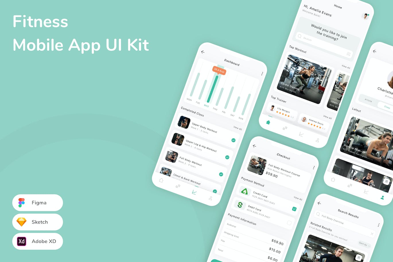 健身移动应用程序 UI 套件 Fitness Mobile App UI Kit