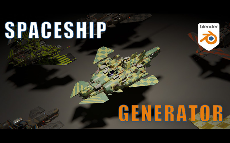 【Blender预设】Procedural Spaceship Generator 程序化飞船战斗机生成器资产_