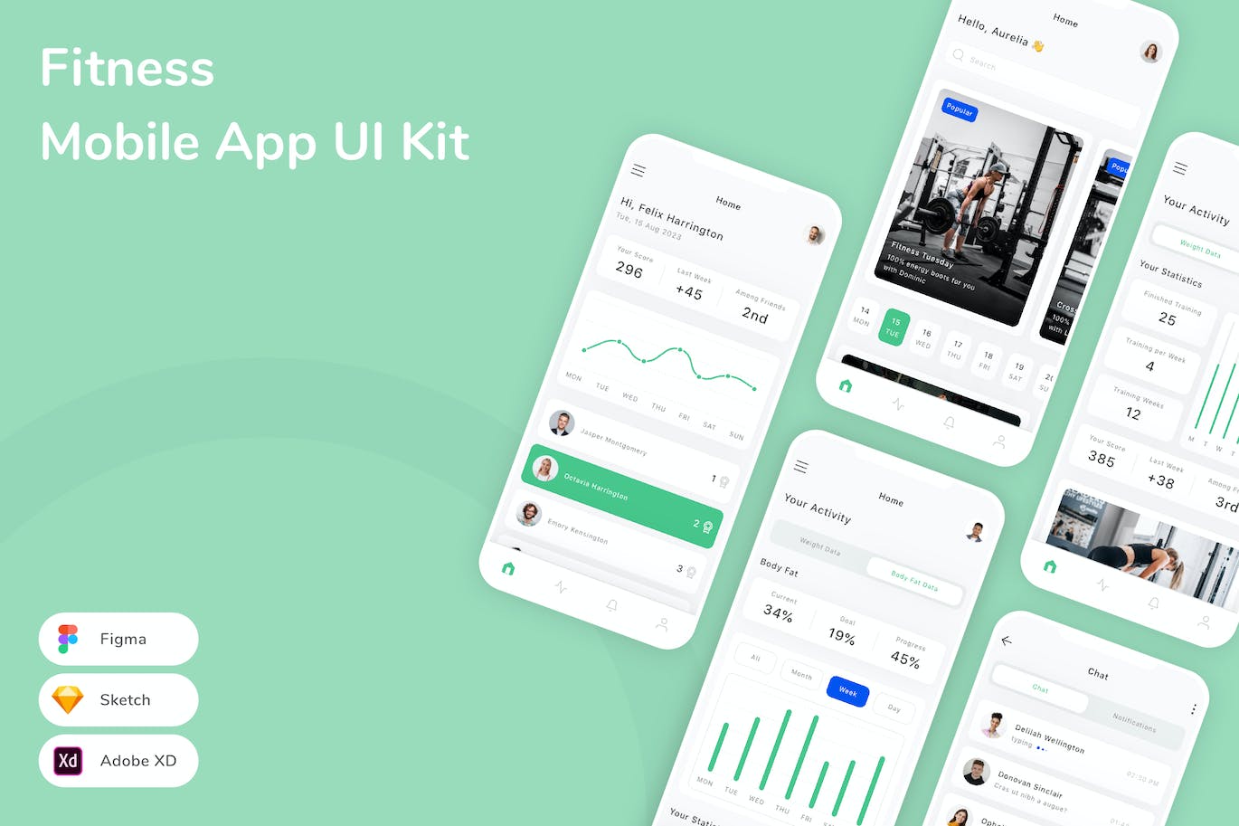 健身移动应用程序 UI 套件 Fitness Mobile App UI Kit