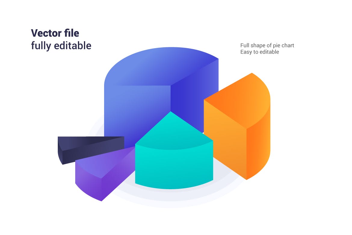 3D 饼图步骤信息图表模板 3D Pie Chart Step Infographic