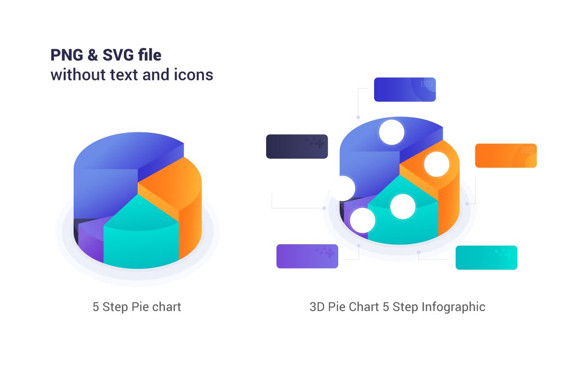 3D 饼图步骤信息图表模板 3D Pie Chart Step Infographic